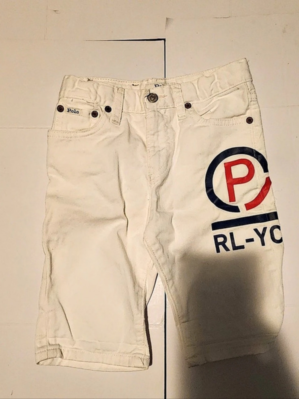 Polo Ralph Lauren RL-YC shorts Boys Size 6 White Denim Shorts